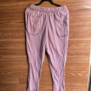 Zenana Bloomer Pants small Pink Woman Elastic Waist Pockets Knitted Pull On